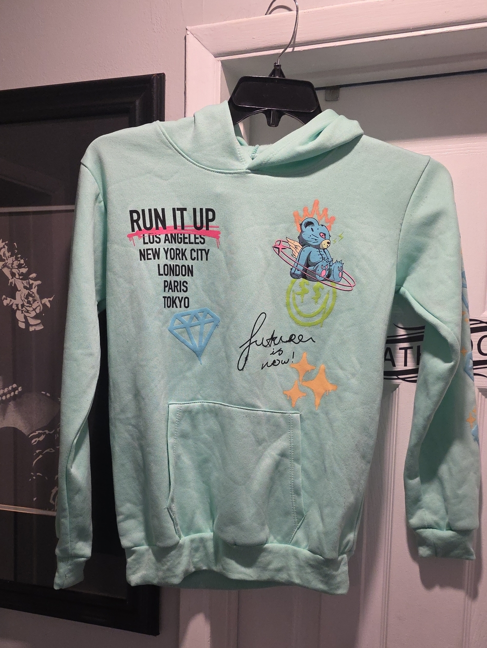 Mint Graphic Hoodie Sweatshirt for Kids - Cute Character Print